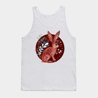 Nordic Folk Art Hare, Woodland Animal Folk Art Tank Top